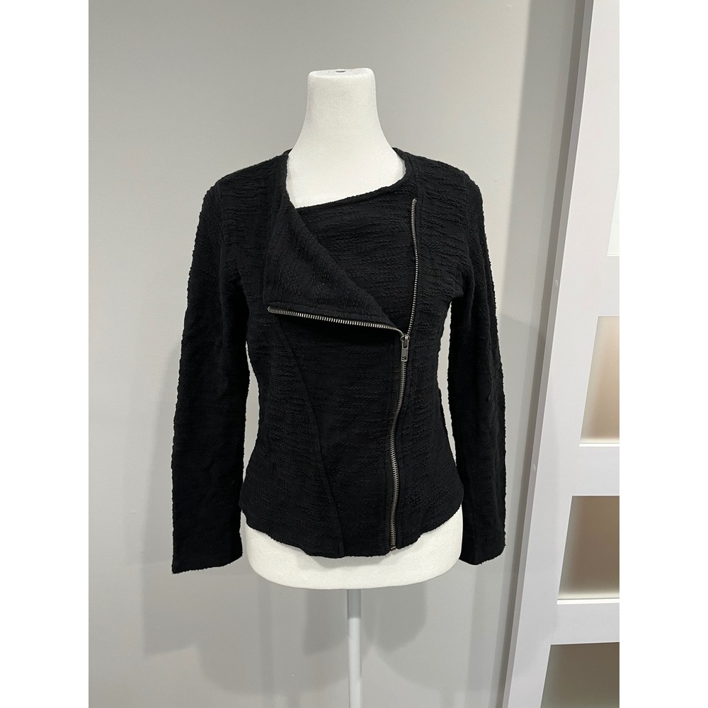 Wendy Bellissimo Black Textured Knit Moto Jacket Women's Size S